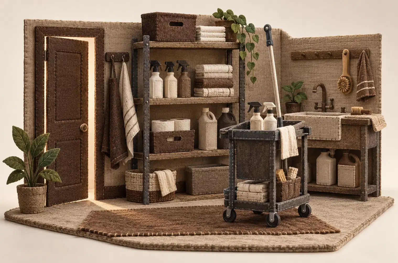 Illustration of cleaning businesses and their working space