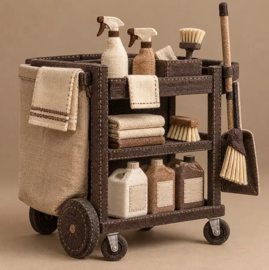 Illustration of cleaning businesses equipment and workspace